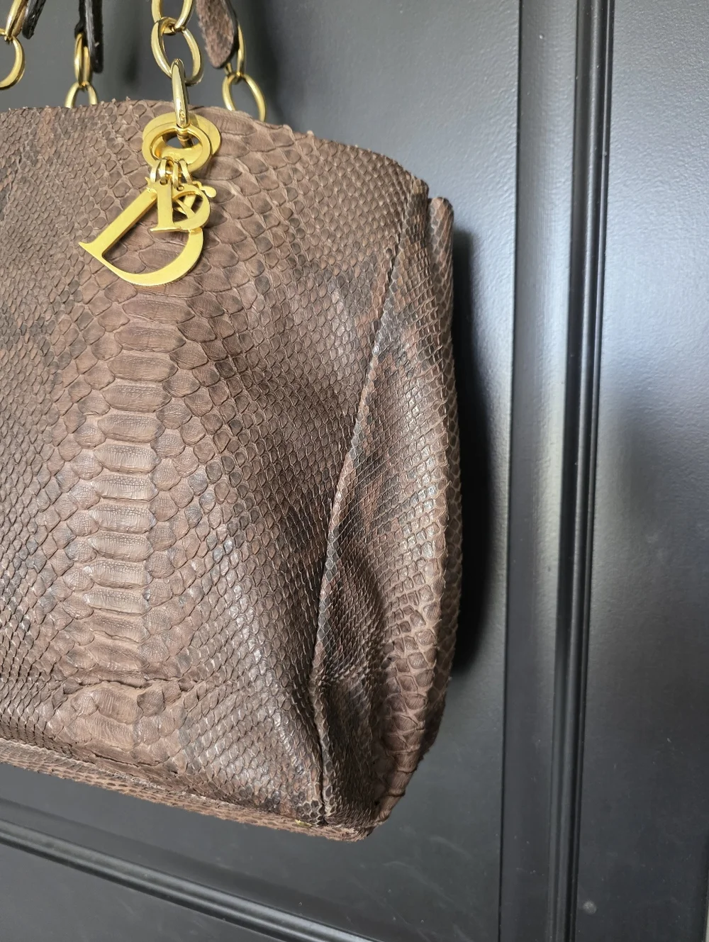 VTG Authentic Christian Dior Paris Exotic leather python Handbag Certified 12x15 - Picture 3 of 16